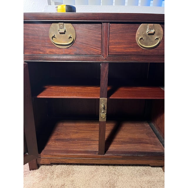 Brown 1950s Republic Era Chinese Rose Wood Altar Cabinet For Sale - Image 8 of 9