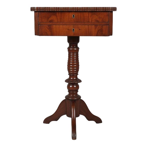 Antique Biedermeier Mahogany Sewing Table, 1850s For Sale