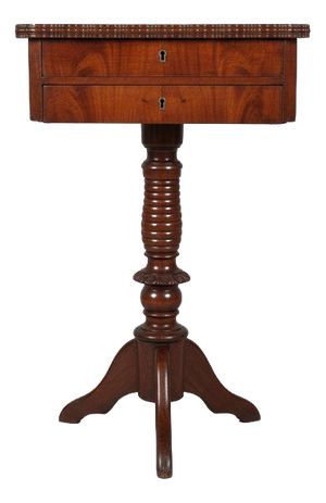 Antique Biedermeier Mahogany Sewing Table, 1850s