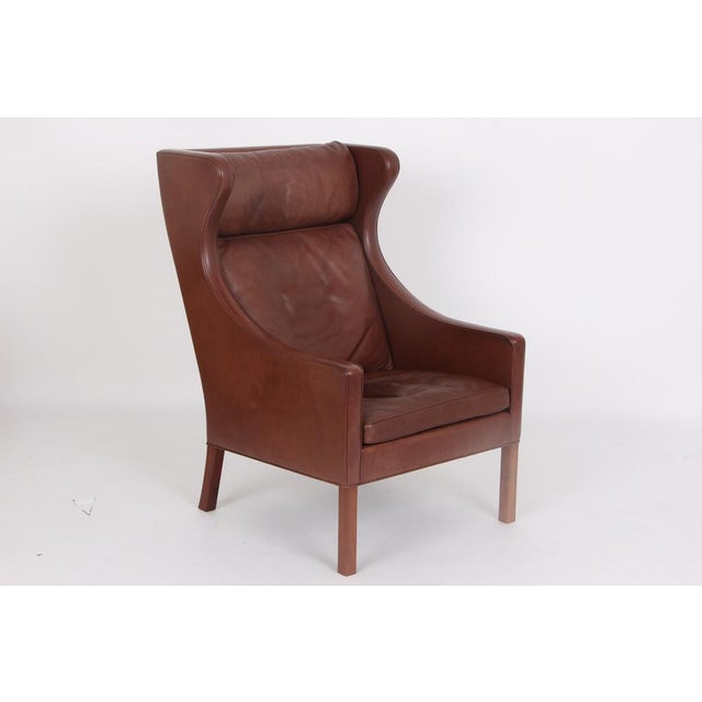 Model 2204 Wing Chair in Brown Leather by Børge Mogensen for Fredericia, 1974 For Sale - Image 14 of 14