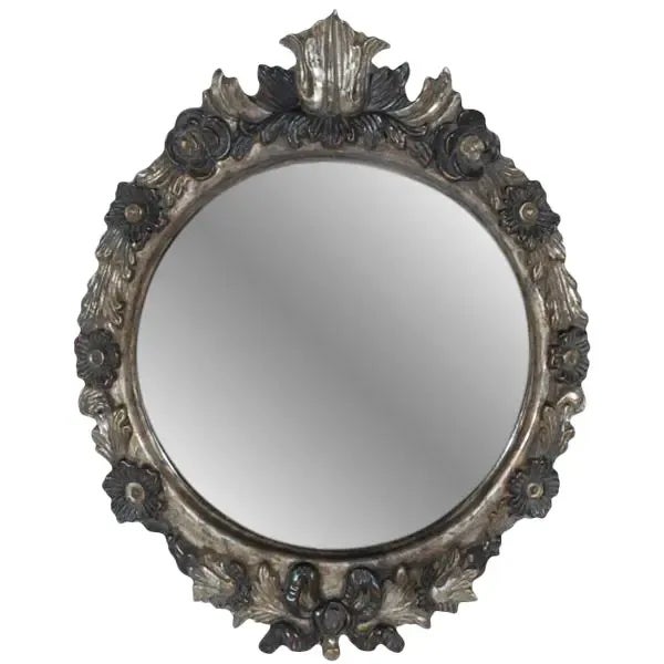 1990s Vintage Italian Oval Shaped Wood Carved Mirror For Sale - Image 10 of 10