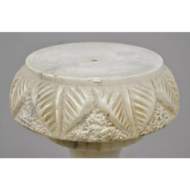 Early 20th Century Vintage Chinese Wiseman Carved Alabaster Figural Pedestal Plant Stand For Sale - Image 5 of 12