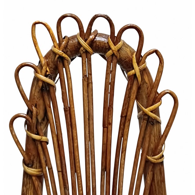 Bamboo and Rattan High Back Chair, 1960s For Sale - Image 6 of 7