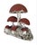 This striking mid-century style garden sculpture features a cluster of six stylized mushrooms emerging from a craggy,...