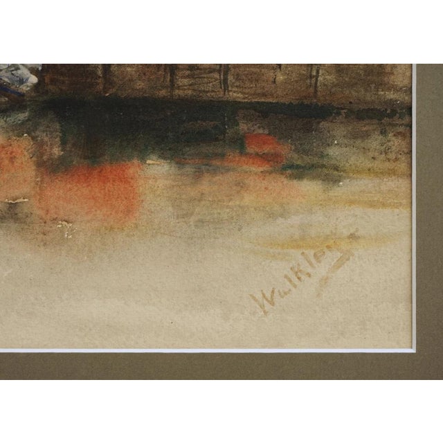 Early 20th Century Watercolor Boat House Connecticut Artist David Birdsey Walkley Vintage Wall Art Gift For Sale - Image 5 of 5