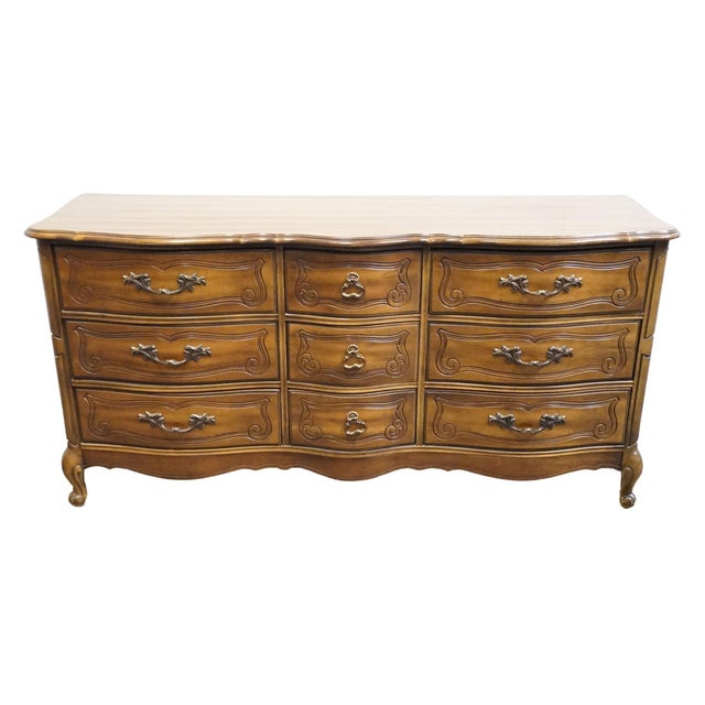 French Provincial Bassett Furniture Cherry Country French Provincial 65" Triple Dresser 190-2-A371 For Sale - Image 3 of 12