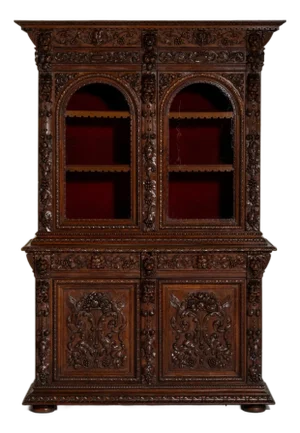 19th Century Renaissance Revival Brown Wood China & Display Cabinets