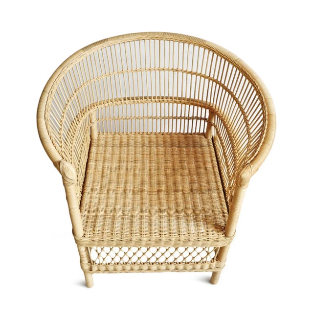 Early 21st Century Vintage Raw Wicker Horseshoe Chair For Sale - Image 5 of 9