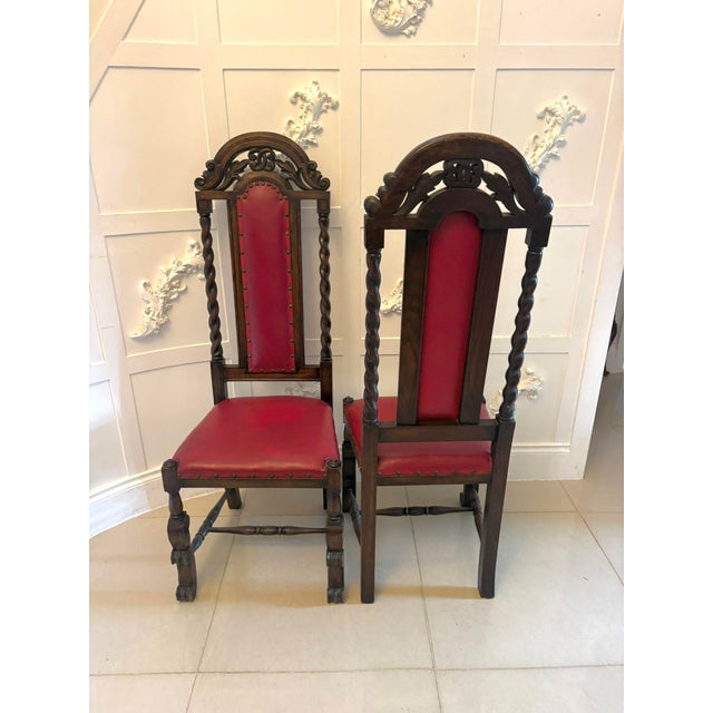 Antique Victorian Carved Oak Barley Twist Dining Chairs, 1880, Set of 6 For Sale - Image 4 of 18