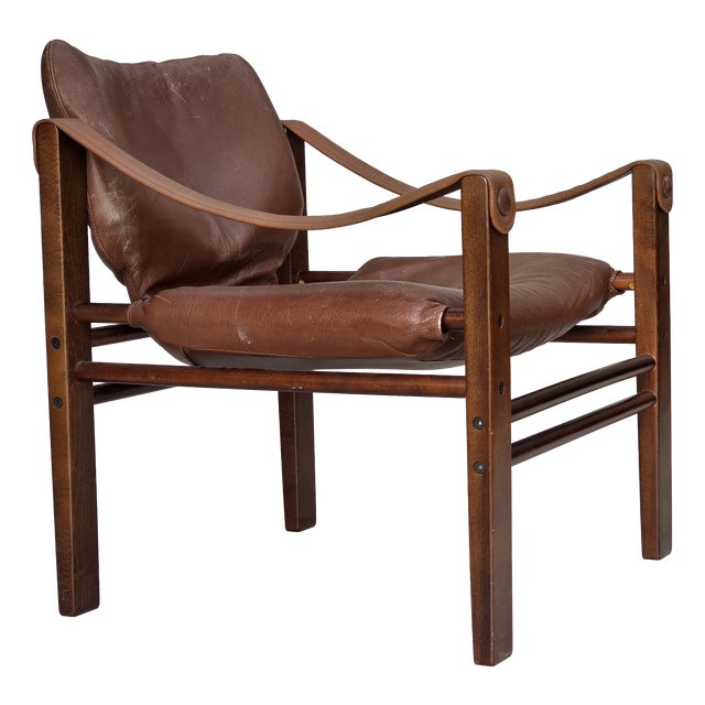 Danish Safari Armchair in Leather from Skipper's Furniture, 1970s For Sale