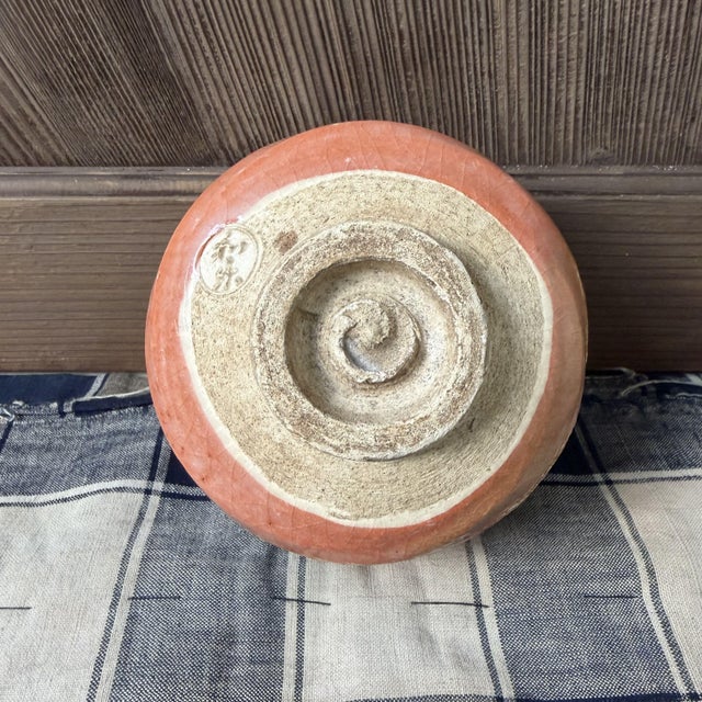 1970s Japanese Aka-Raku Matcha Chawan with Flying Fish, 1970s For Sale - Image 5 of 13