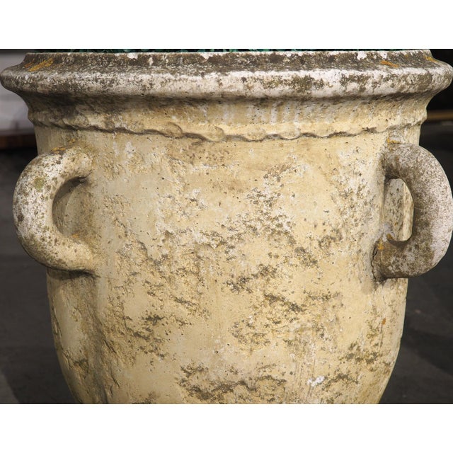 French Country Pair of Vintage French Cement Planters With Looped Handles, Circa 1970s For Sale - Image 3 of 18