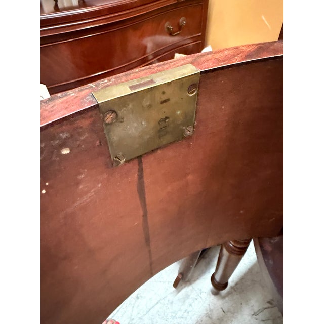 Wood 1900 - 1909 Regency/Federal Figured Mahogany Sideboard With Bowed Ends, Turned Legs, and the Distinctive Arched Center Panel. For Sale - Image 7 of 12