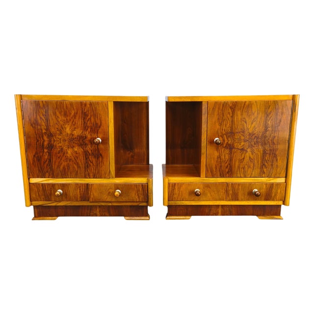 Mid-Century Italian Walnut Nightstands, 1950s, Set of 2 For Sale