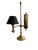 Vintage brass desk lamp with integrated pen holder in classic English banker style. Elegant and functional piece with...