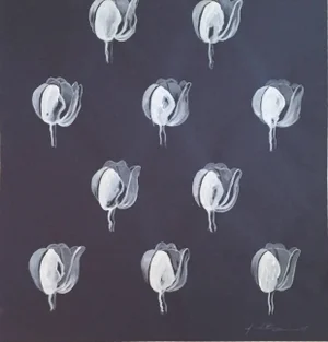 Joanne Seltzer, Original Pastel Drawing Flowers, Wallpaper Pattern and Decoration Pop Art, 2005