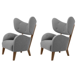 Set of Grey Sahco Zero Smoked Oak My Own Chair Lounge Chairs by Lassen For Sale