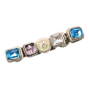Chanel Vintage Rare Rustic Silver Gem Stone Pearl CC Bracelet