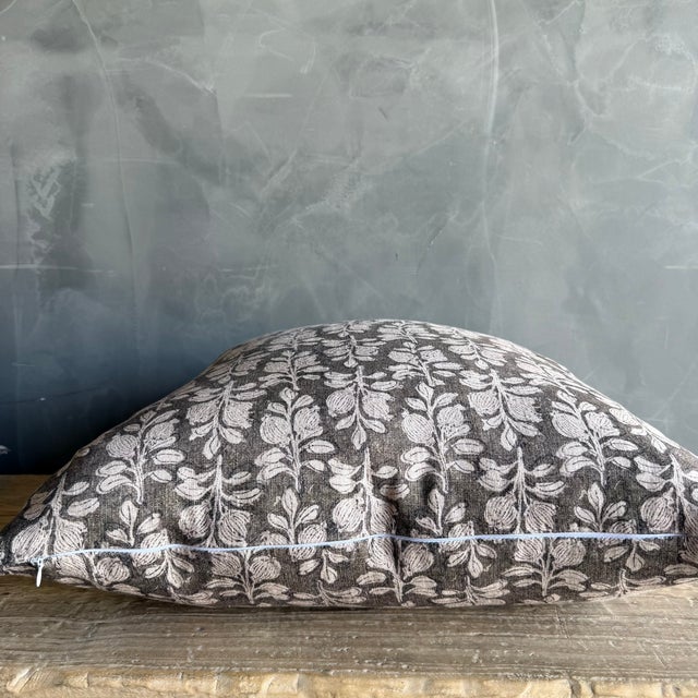 2020s Pua Floral Linen Pillow For Sale - Image 5 of 7