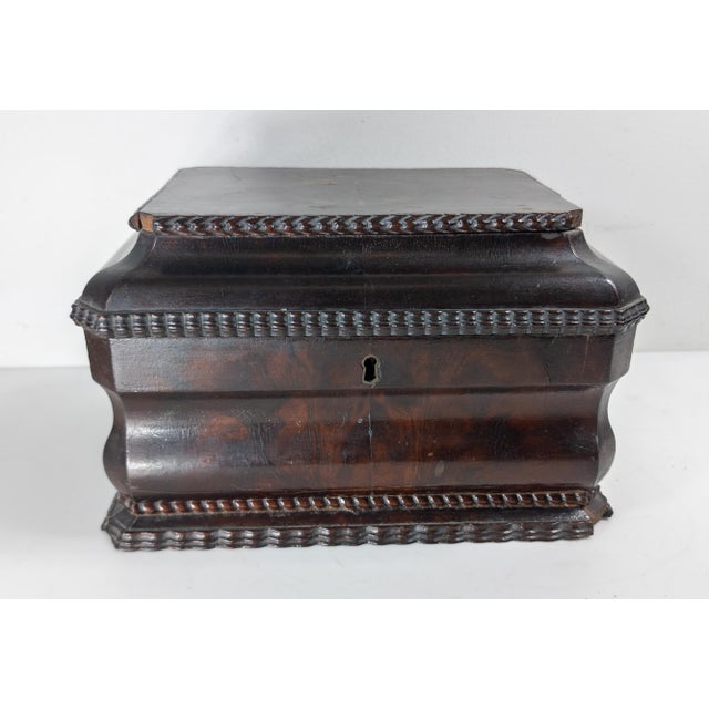 We are selling this very nice unusual decorative box. This box has mahogany veneer surface with dutch ripple molding...