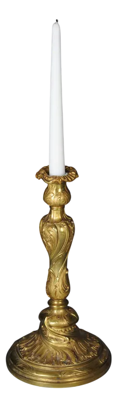 Vintage Rococo Candlestick in Fire-Gilt Bronze, 1920