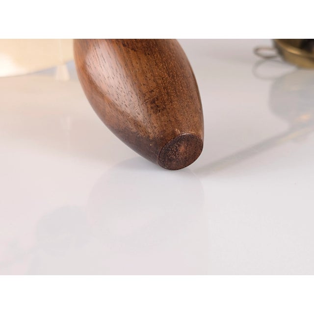 Brass and Wood Wall Sconce with Black Shade, 1950s For Sale - Image 10 of 11