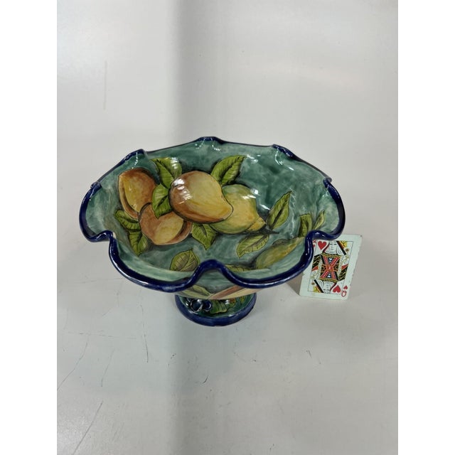 Ceramic Mid 20th Century Fruit Bowl Footed Ceramic, Santa Rosa, Majolica Style, Vantage Mexican Pottery For Sale - Image 7 of 15