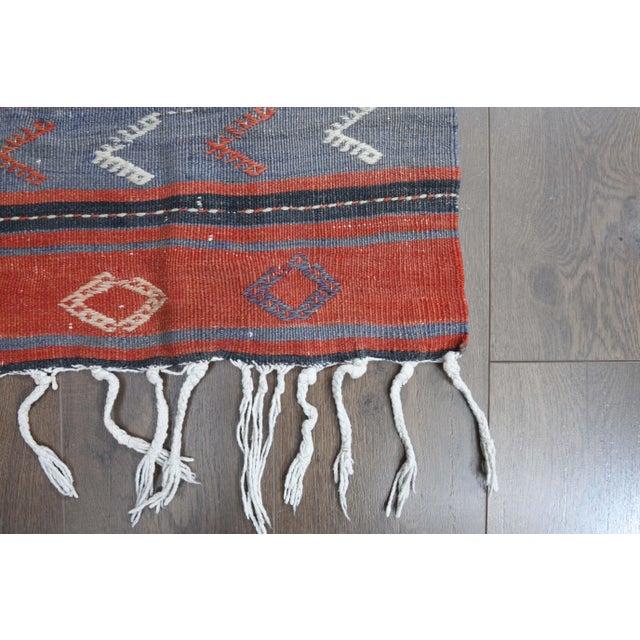 Tribal 1970s Turkish Oushak Handmade Wool Cotton Red Runner Rug For Sale - Image 3 of 11