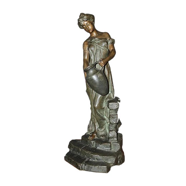 Antique Sculpture of a Woman by Alfred Jean Foretay For Sale