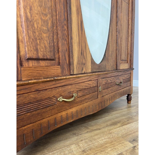 French Wardrobe in Oak with Mirror For Sale - Image 9 of 13