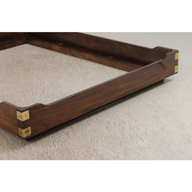 Henredon Scene 1 Campaign Style Oak Queen Size Bed For Sale - Image 11 of 18