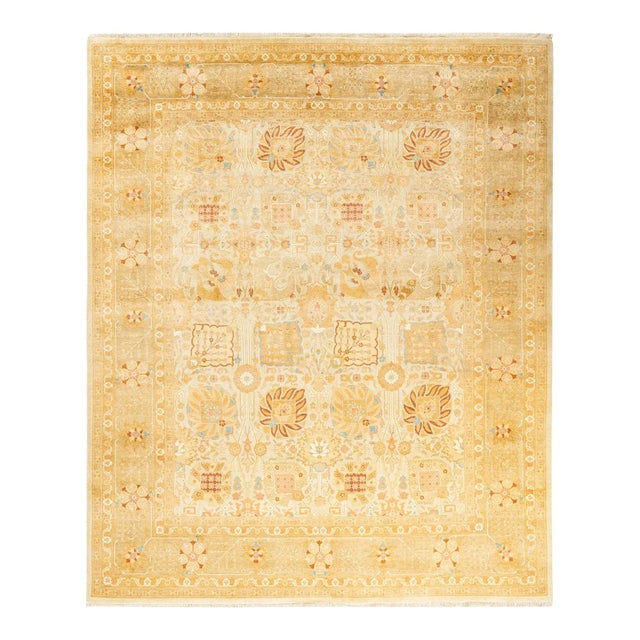 Vintage Traditional Hand Knotted Wool Area Rug, Ivory - 8'0" X 9'10" For Sale - Image 9 of 9