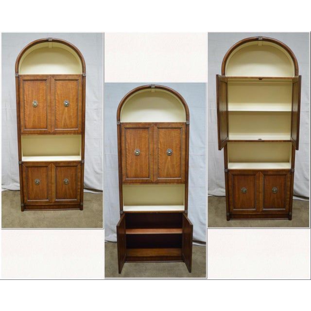 Henredon Vintage Arch Top Regency Style Walnut Bookcase Chairish