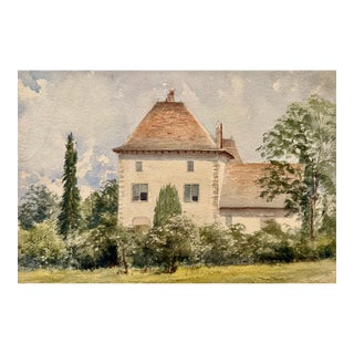 Late 19th Century Attributed to Frank Henry Mason Country House Garden Original Watercolor For Sale