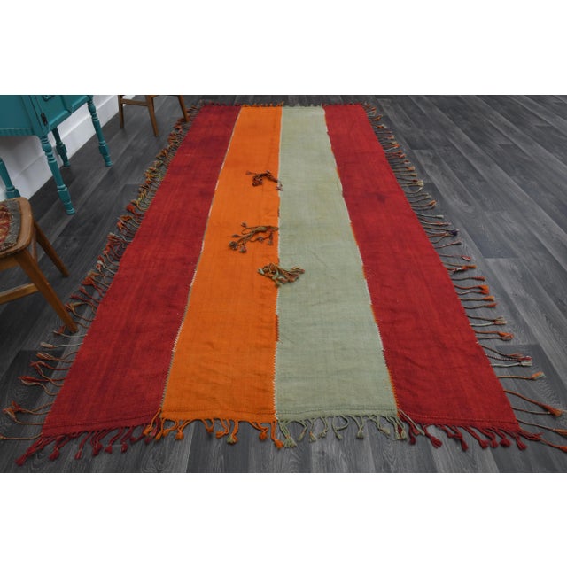 Vintage Turkish Hand-Knotted vintage rug is a semi-antique vintage runner rug.'70s Eastern region of Turkey's unique rug...