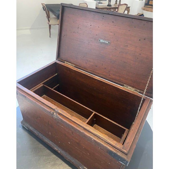 Metal Vintage Carpenter's Chest With Aged Steel Hardware For Sale - Image 7 of 7