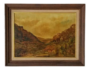 Vintage Landscape Canyon Abstract Painting by Gonzalo