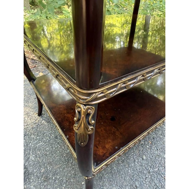 French Vintage Louis XV Style Burled Wood 2 Tier Side Table For Sale - Image 3 of 10