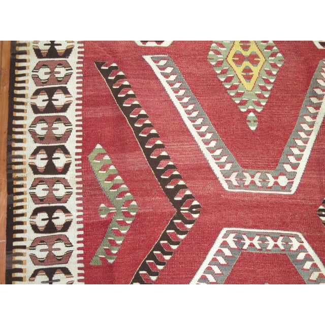 Early 20th Century Tribal Red Turkish Gallery Kilim Runner - 4'10" x 12'3" For Sale In New York - Image 6 of 6