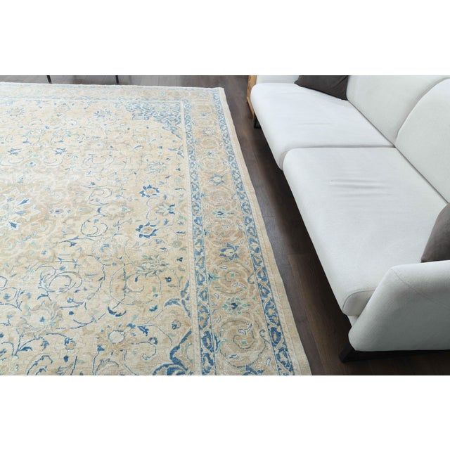 1970s Vintage Persian Handmade Wool Cotton Beige Area Rug For Sale - Image 4 of 11
