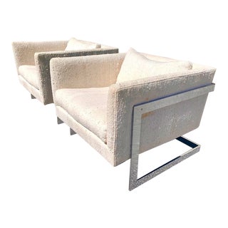 Midcentury Milo Baughman for Thayer Coggin Chrome Lounge Chairs - For Sale