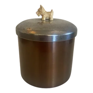 1930s Art Deco Cylindrical Humidor With Dog