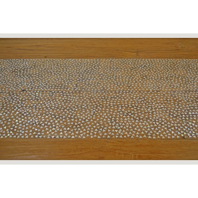 Andrianna Shamaris Shell Inlay Teak Wood Dining Table For Sale - Image 4 of 5