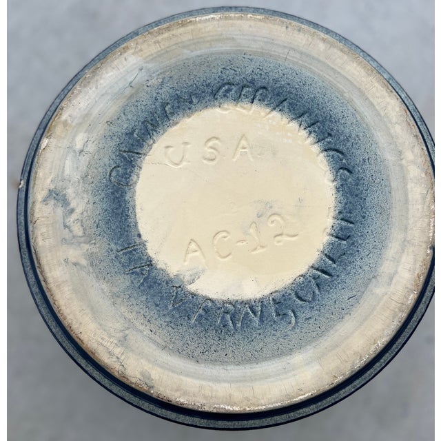 Ceramic Vintage Gainey Ceramics Ac-12 Cobalt Blue Architectural Cylinder Planter California Pot Marked For Sale - Image 7 of 7