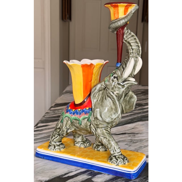 Late 20th Century Vintage Ditmar Urbach Czechoslovakia Elephant Candle Vase Centerpiece For Sale - Image 5 of 16