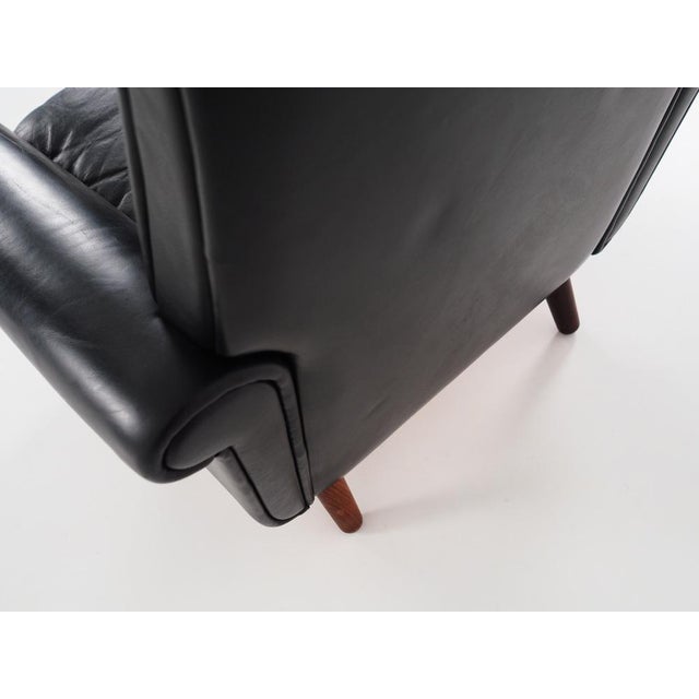 Danish Black Leather Armchair, 1970s For Sale - Image 11 of 18