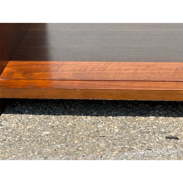 Wood Mid-Century Modern Walnut Low Coffee Table/Media Console With Sliding Doors For Sale - Image 7 of 12