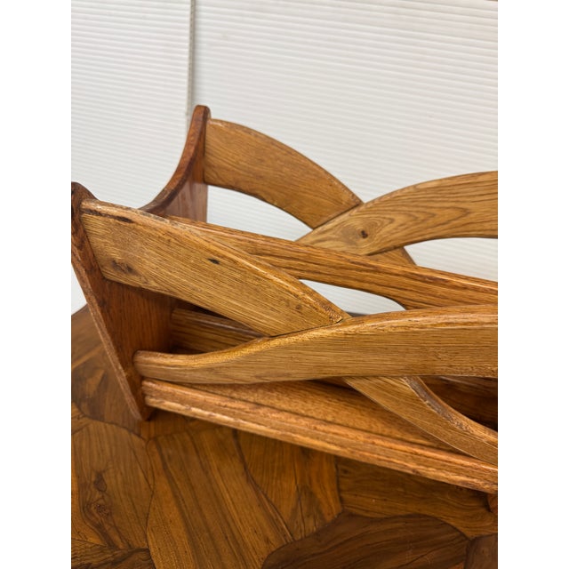 Design Plus Gallery presents a Sculptured Framed Magazine Rack of Oak Wood. The rack has a nice vintage look with a medium...