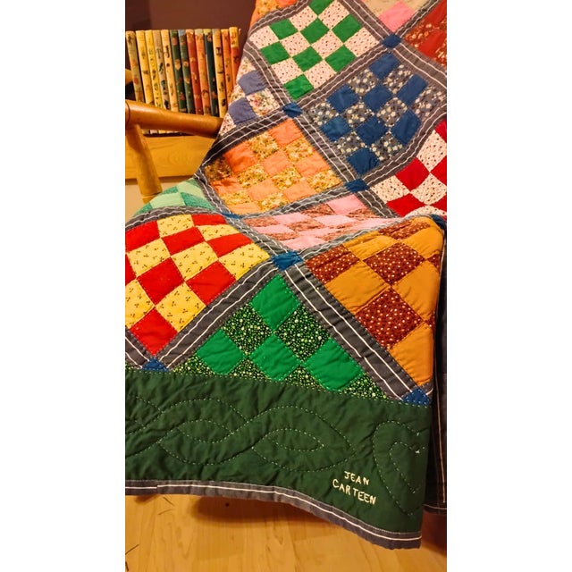 1990s The "Generations" Heirloom Quilt: Hand-Stitched, Embroidered, and Signed by Master Artist Jean Carteen For Sale - Image 5 of 9