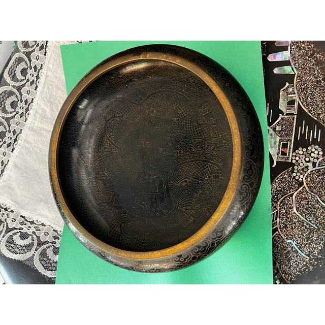 Vintage Chinese Republic Period Cloisonné Brush Washer For Sale - Image 4 of 11